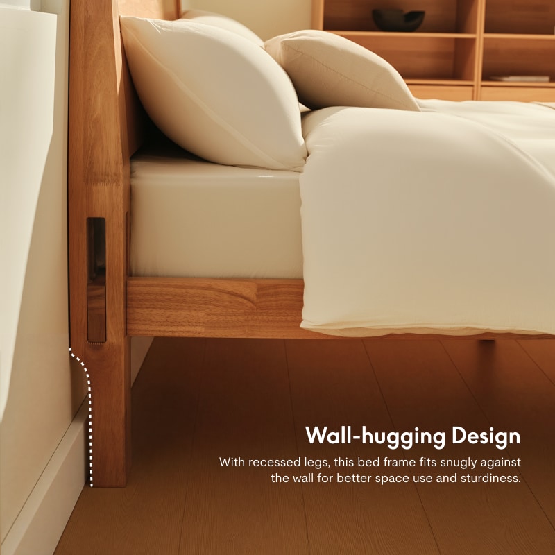 FlexiSpot Kana Japanese Joinery Bed with Headboard | Simple Design